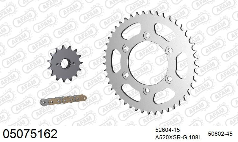 AFAM 520XSR 108 MRS (RIVET) GOLD & SPROCKETS 1