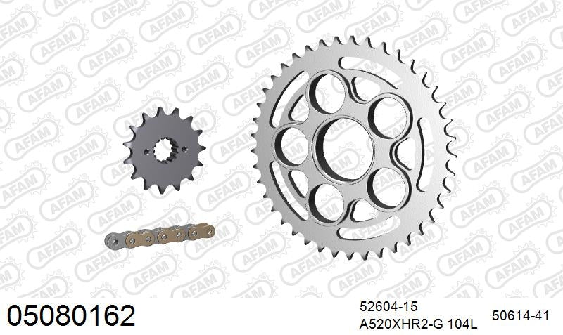 AFAM 520XHR2 104 MRS (RIVET) GOLD & SPROCKETS 1