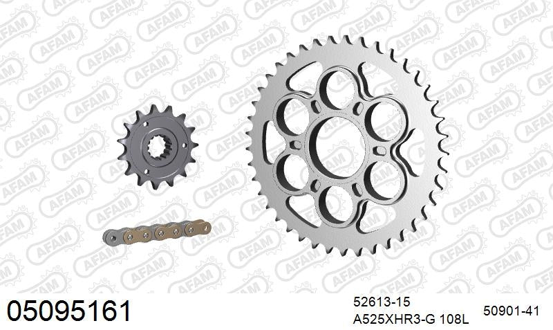 AFAM 525XHR3 108 MRS (RIVET) GOLD & SPROCKETS 1