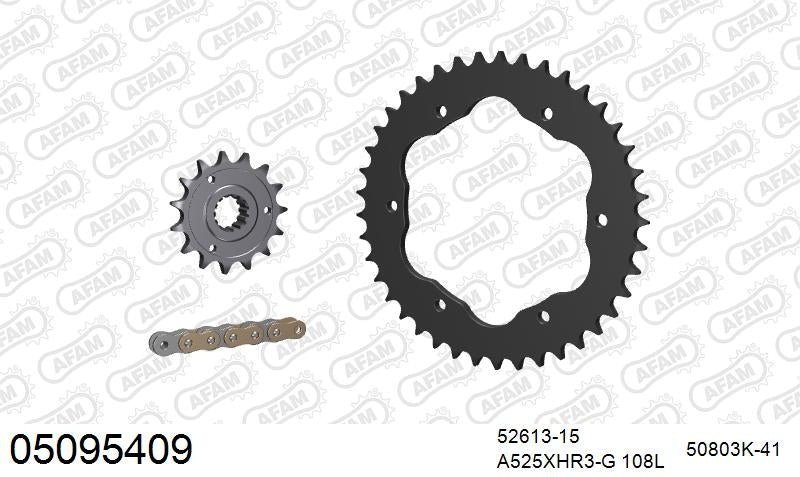 AFAM 525XHR3 108 MRS (RIVET) GOLD & SPROCKETS 1