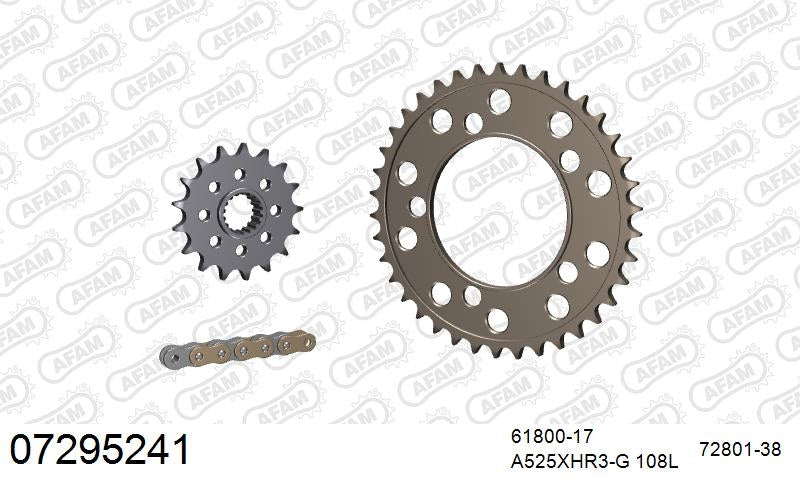 AFAM 525XHR3 108 MRS (RIVET) GOLD & SPROCKETS 1
