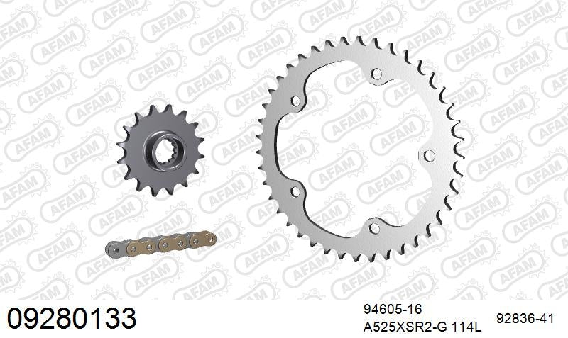 AFAM 525XSR2 112 MRS (RIVET) GOLD & SPROCKETS 1