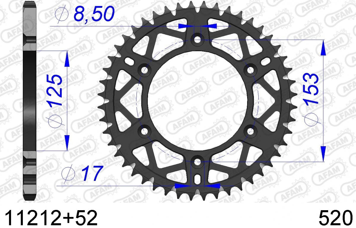 AFAM REAR ALU 52T, 520 1