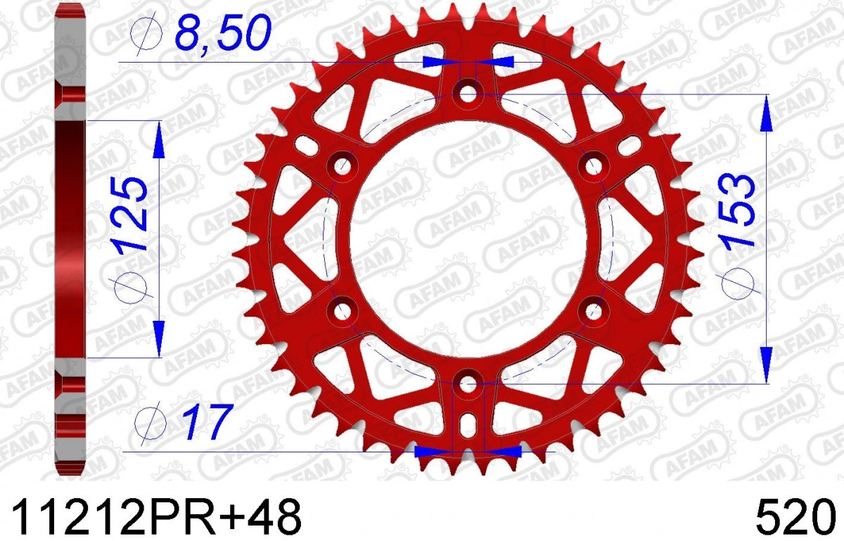 AFAM REAR ALU 48T, 520, RED 1