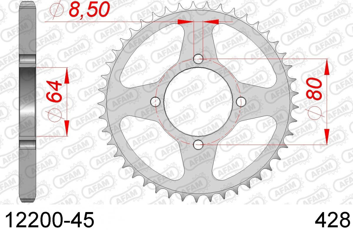 AFAM REAR STEEL 45T, 428 1