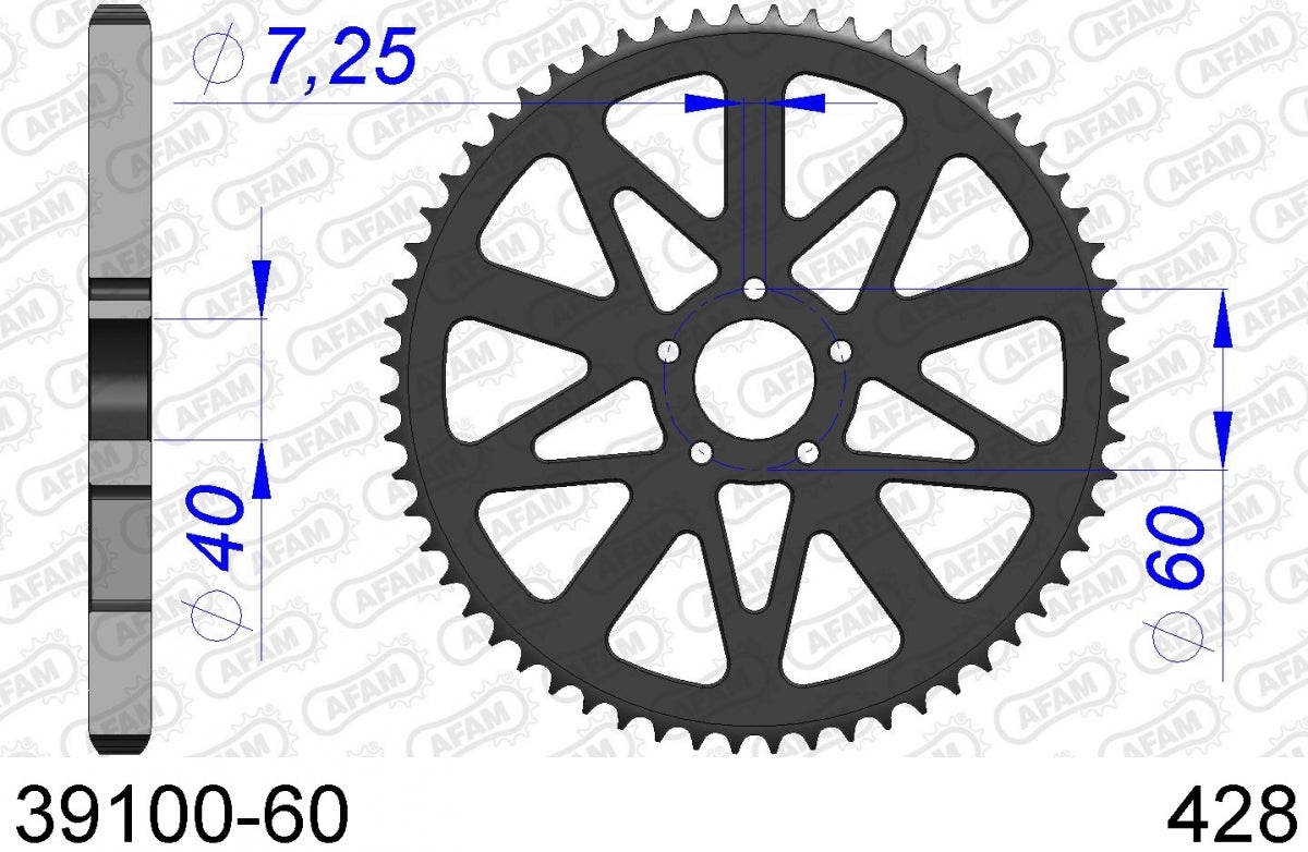 AFAM REAR ALU 60T, 428 1