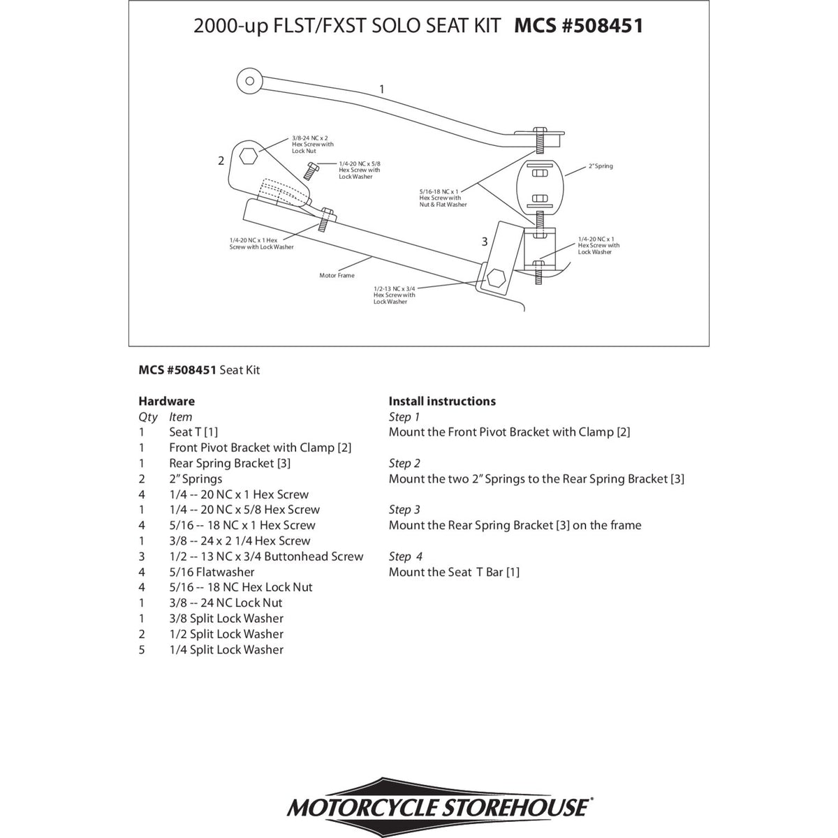 MCS Softail solo seat mount kit. Black 2