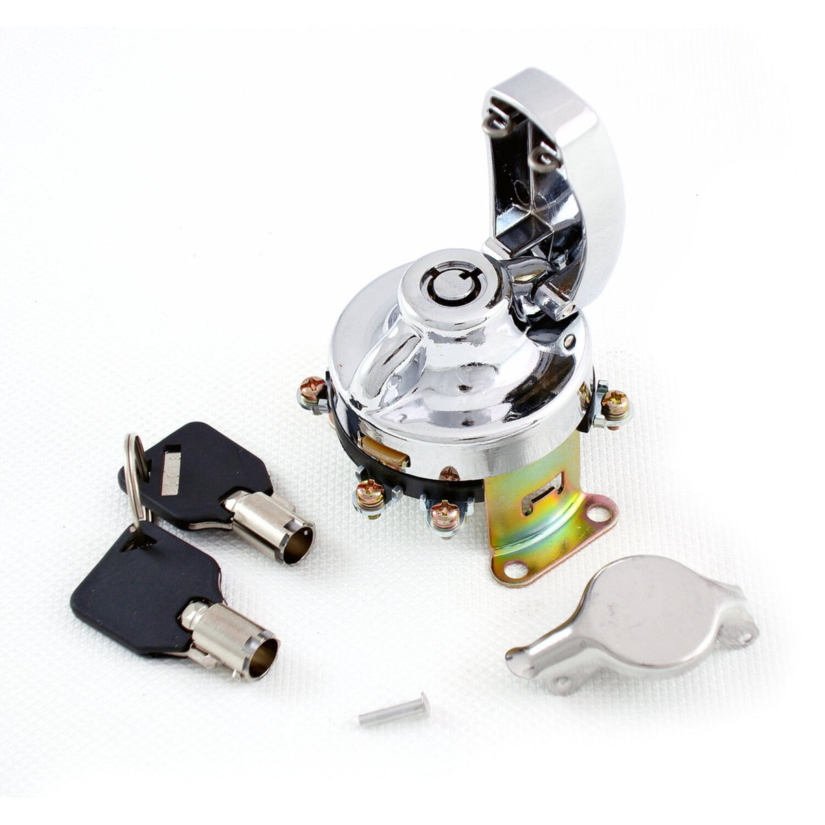 MCS FL style ignition switch. 5-pole, round key, chrome 1