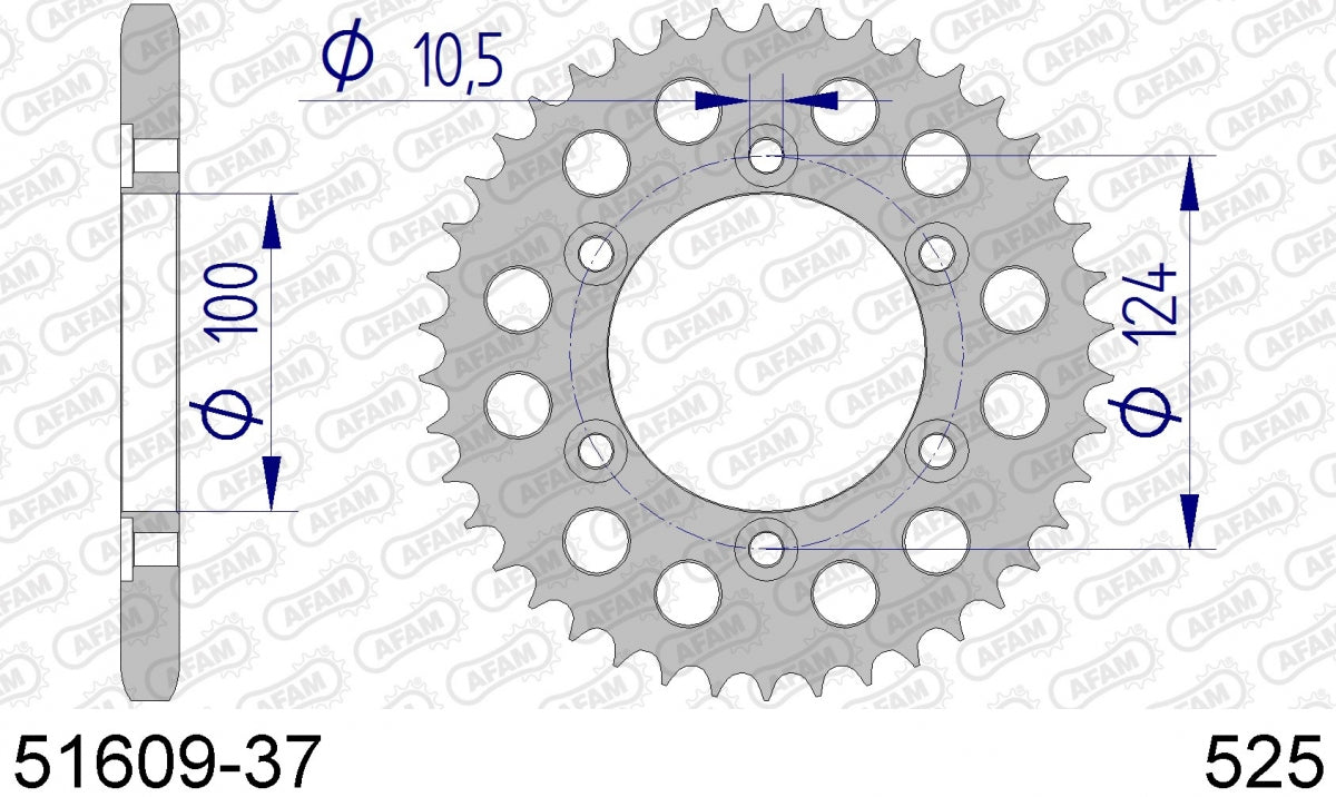 AFAM REAR ALU 37T, 525 1