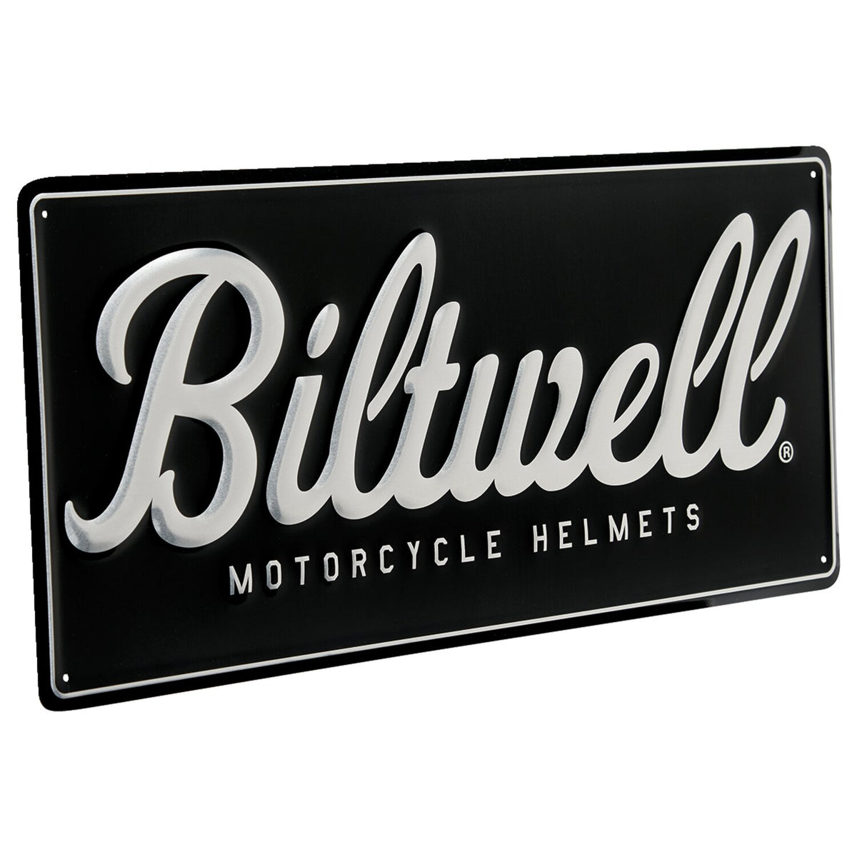 Biltwell Script shop sign black/aluminum 2