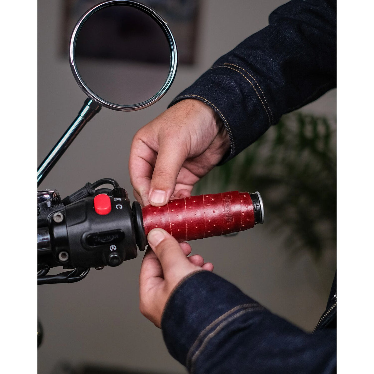 Tripmachine Trip Machine, handlebar grip wraps. Cherry Red perforated 2