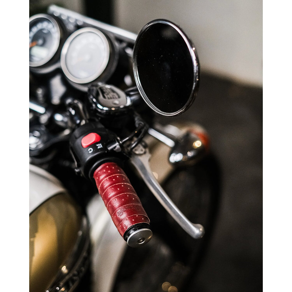Tripmachine Trip Machine, handlebar grip wraps. Cherry Red perforated 3
