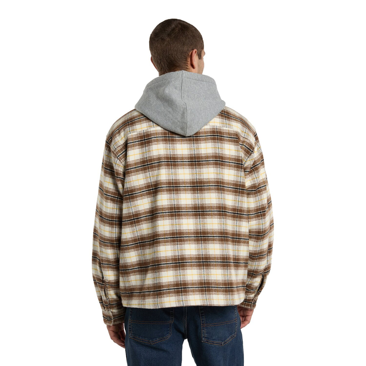 Dickies Eustis Hooded Flannel shacket egret 4