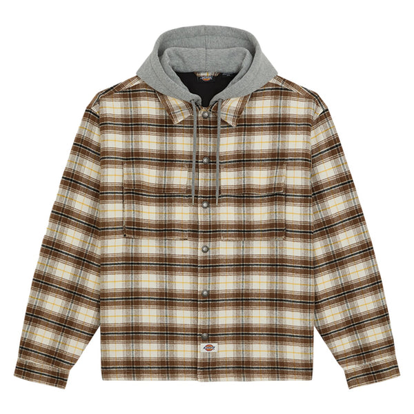 Dickies Eustis Hooded Flannel shacket egret 1