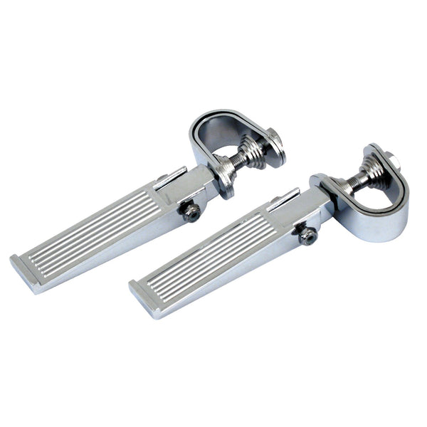 MCS 'Ribbed' foot peg set. Clamp-on. Chrome 1