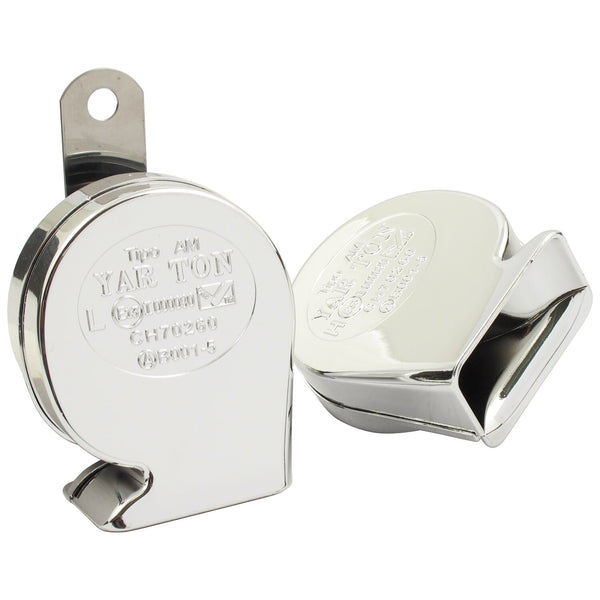 MCS 12-volt mini turbine horn set. Chrome 1