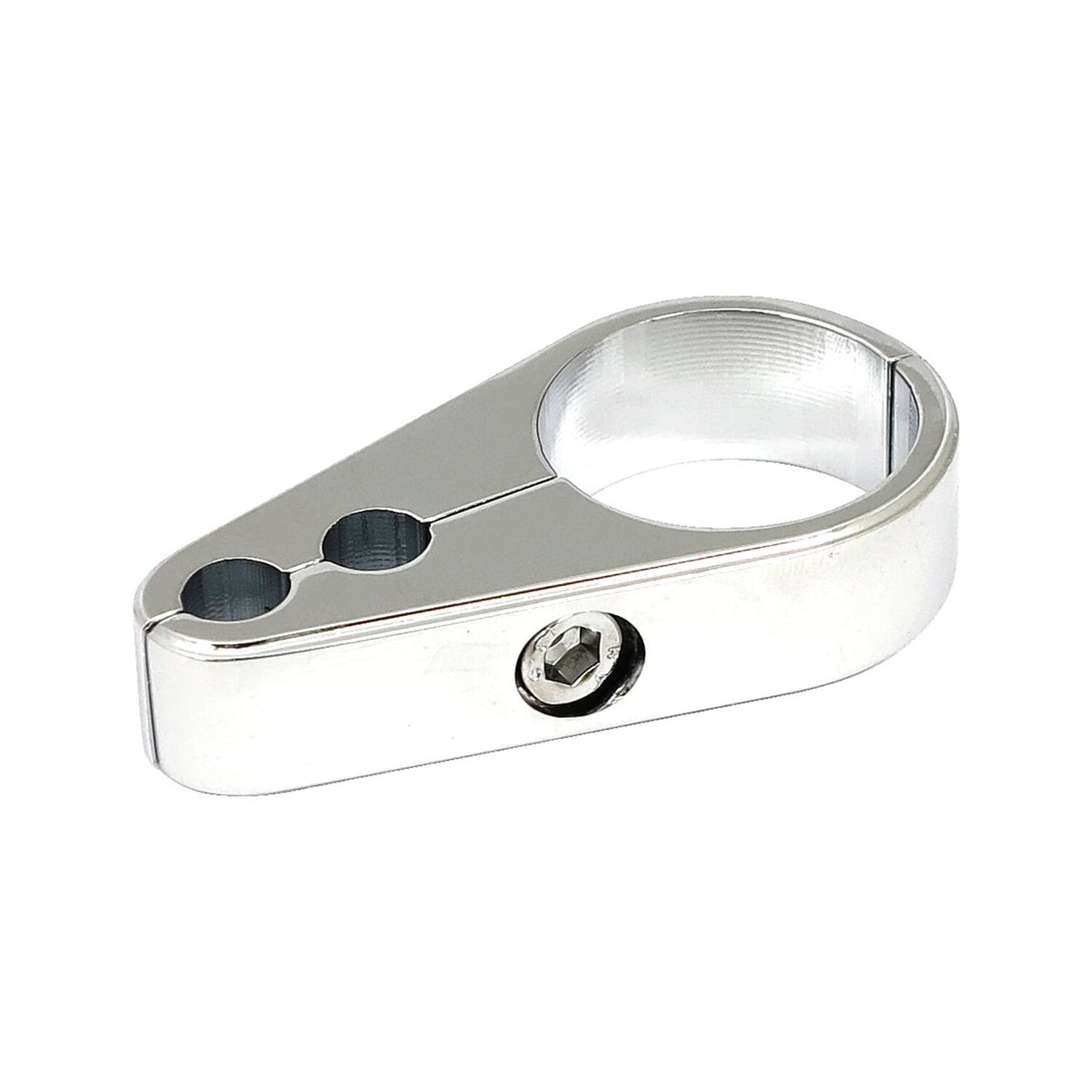 MCS 2-piece frame cable clamp. Throttle/Idle. Chrome 1