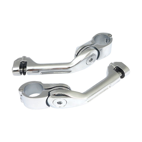 MCS Engine guard, angled foot peg mount kit. long. Chrome 1