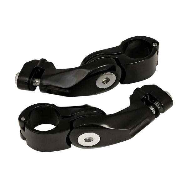 MCS Engine guard, angled foot peg mount kit. long. Black 1