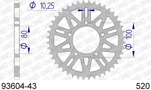 AFAM REAR ALU 43T, 520 1