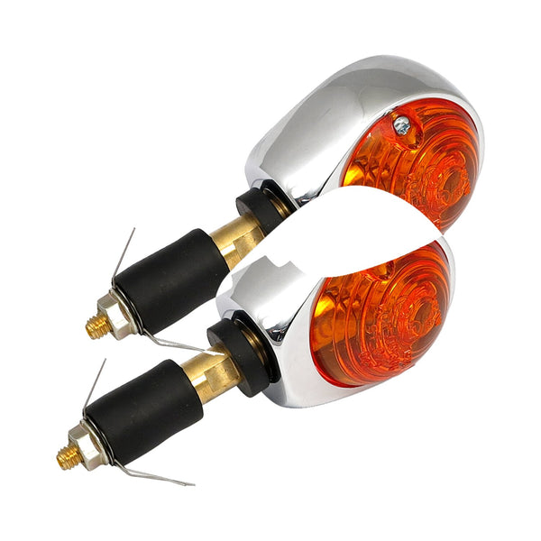 MCS Full size bulls-eye, in-bar turn signals. Chrome. Amber lens 1