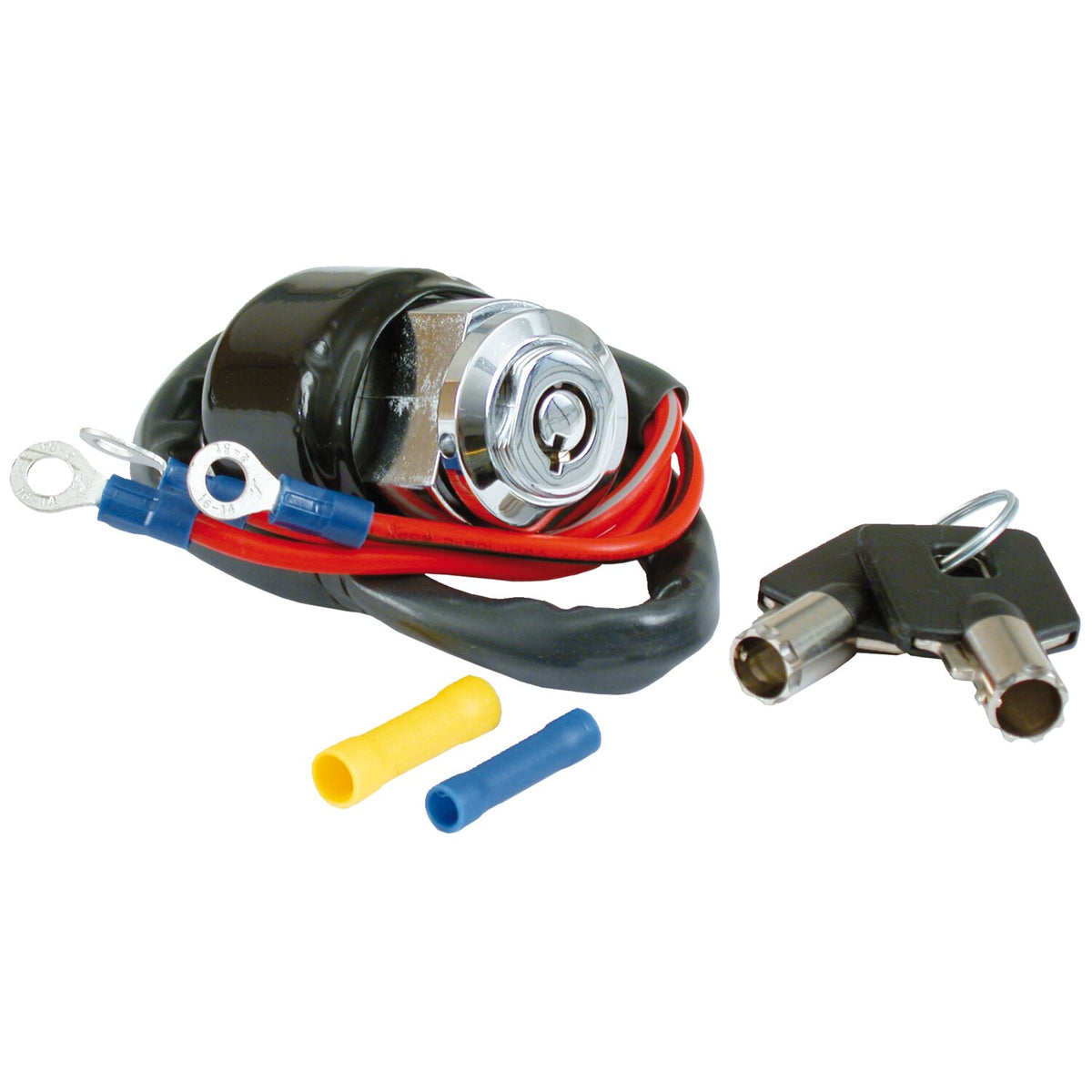 MCS Dyna style ignition switch, round key, 3-wire. Chrome 1