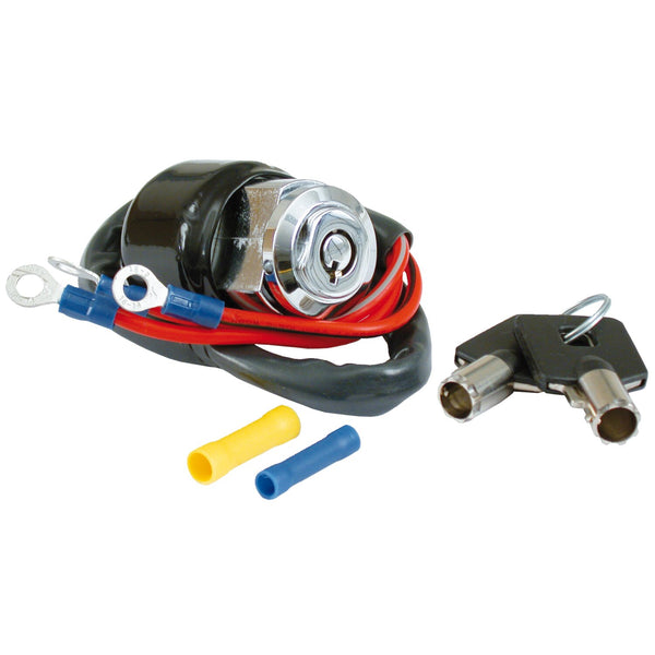 MCS Dyna style ignition switch, round key, 3-wire. Chrome 1