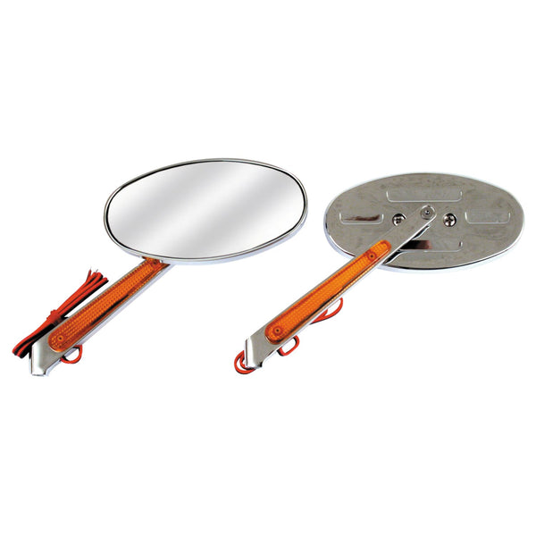 MCS Cateye mirrors set, with built-in turn signals. Chrome 1