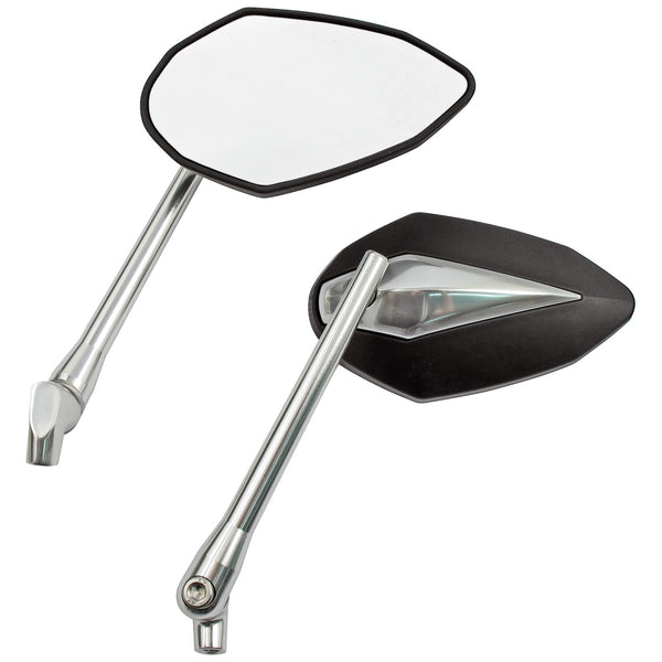 MCS 'Double Deuce' mirror set. Black/chr. head & silver alu stem 1