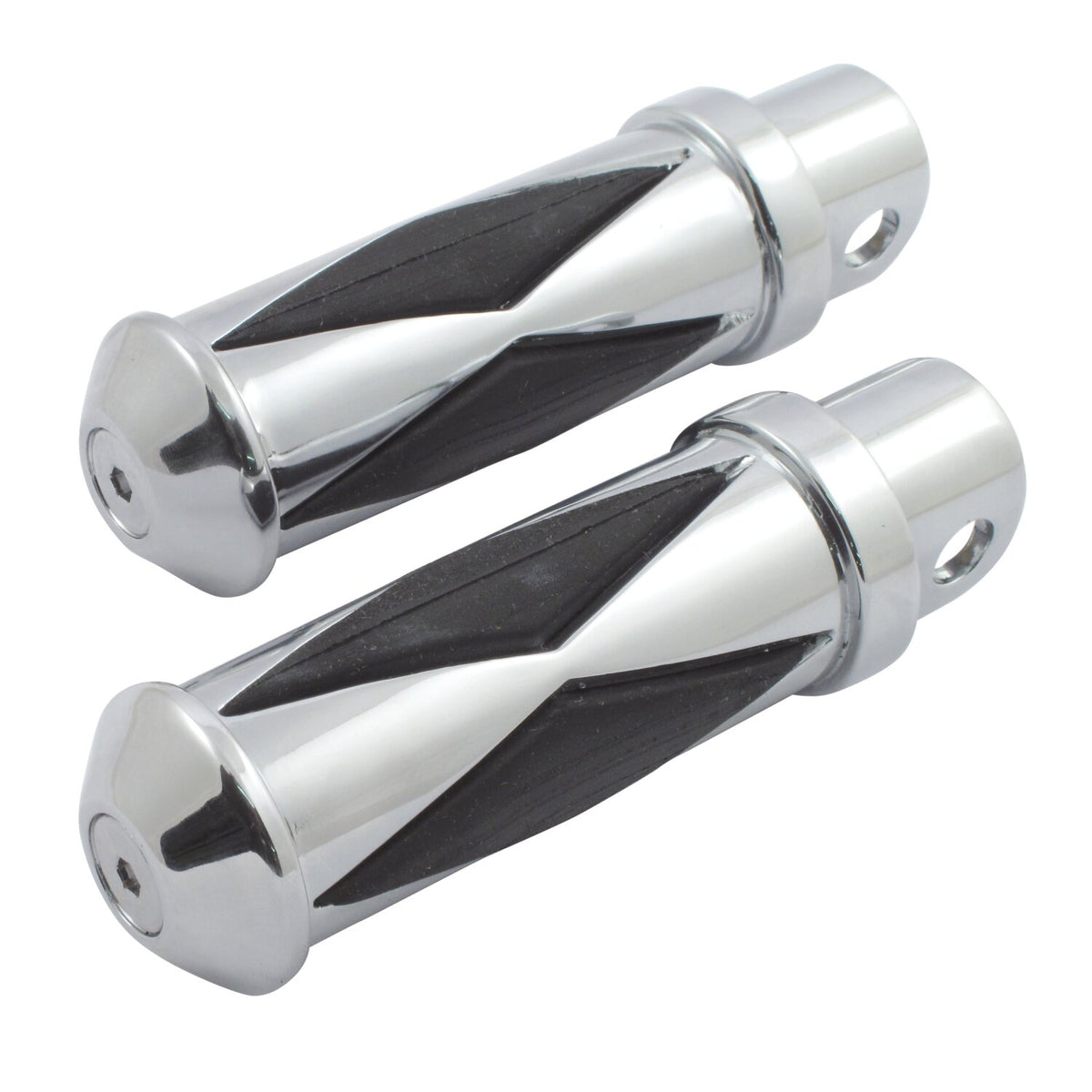 MCS Diamond footpegs, large diameter. female mount. Chrome 1
