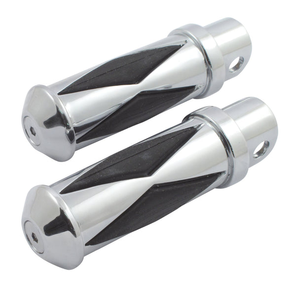 MCS Diamond footpegs, large diameter. female mount. Chrome 1