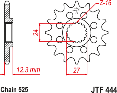 JT SPROCKETS FRONT STEEL 17T, 525 1