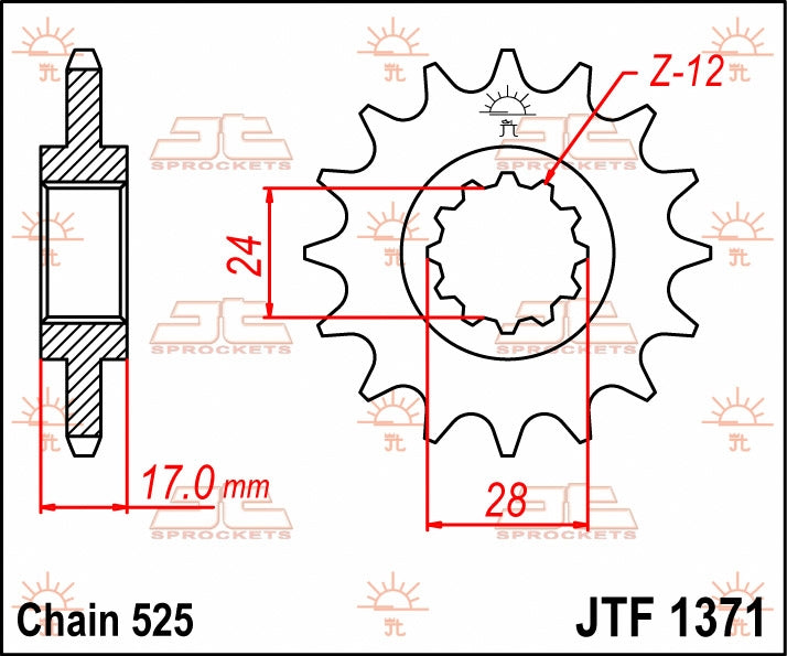 JT SPROCKETS FRONT STEEL 14T, 525 2