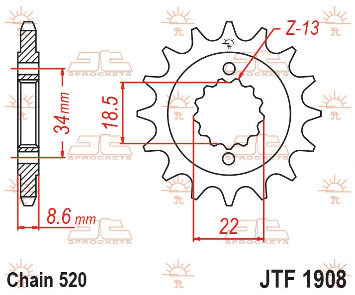 JT SPROCKETS FRONT STEEL 15T, 520 2