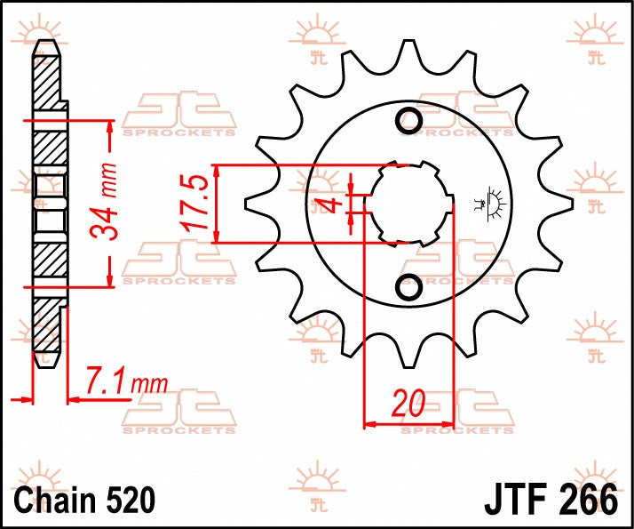 JT SPROCKETS FRONT STEEL 13T, 520 2