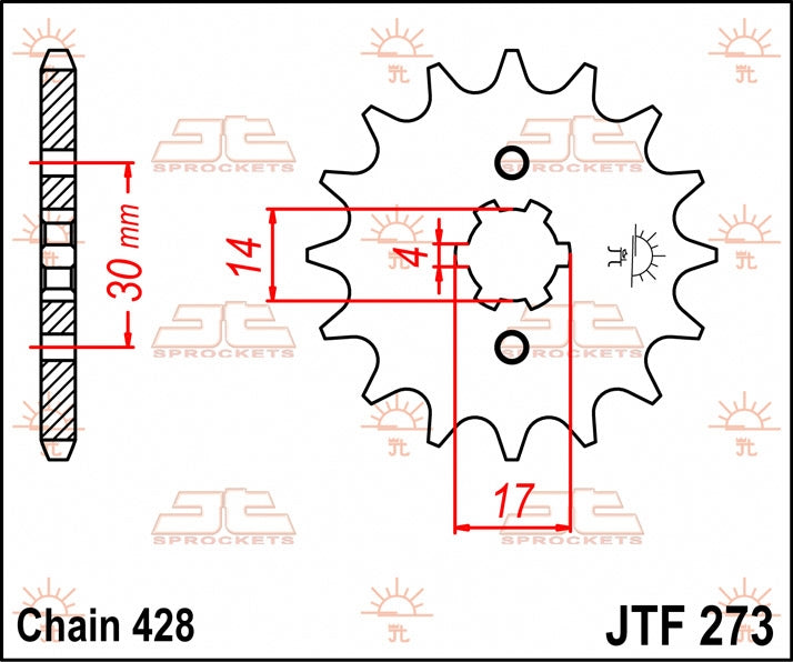 JT SPROCKETS FRONT STEEL 13T, 428 2