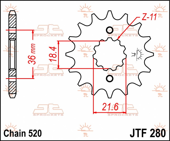 JT SPROCKETS FRONT STEEL 13T, 520 2