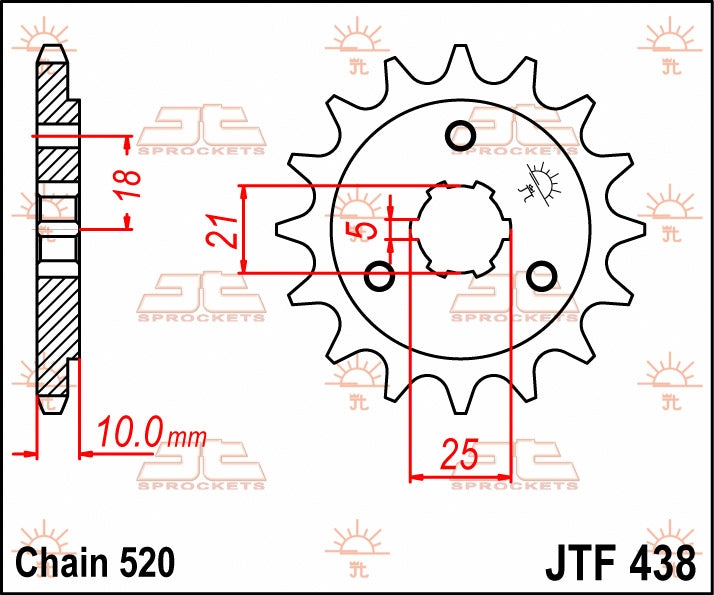 JT SPROCKETS FRONT STEEL 15T, 520 2