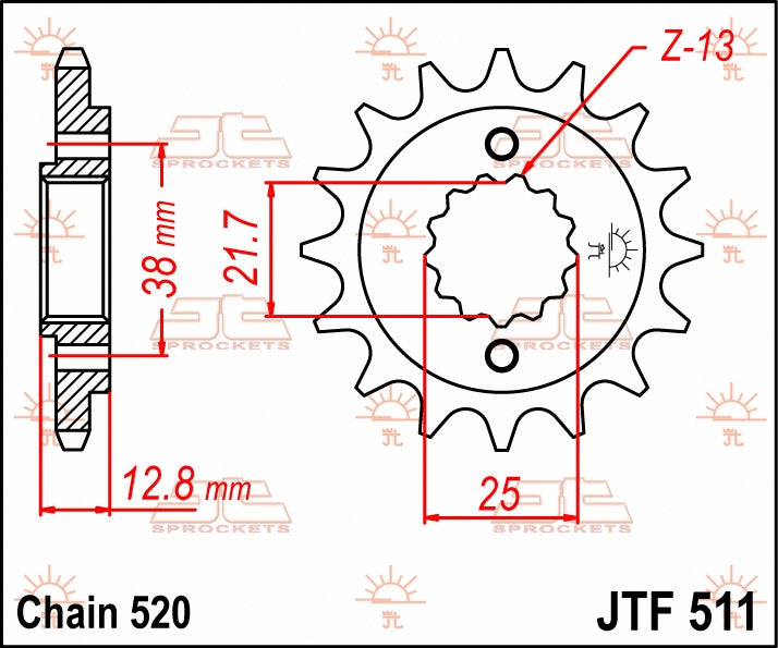 JT SPROCKETS FRONT STEEL 14T, 520 2