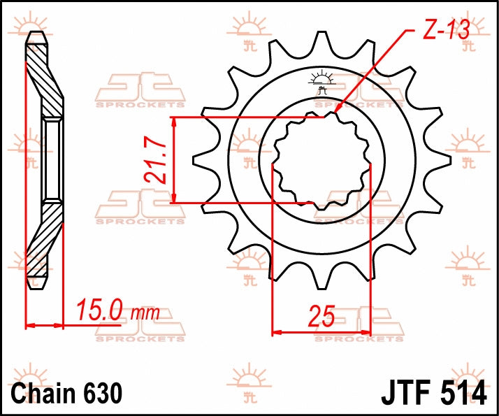 JT SPROCKETS FRONT STEEL 15T, 630 2