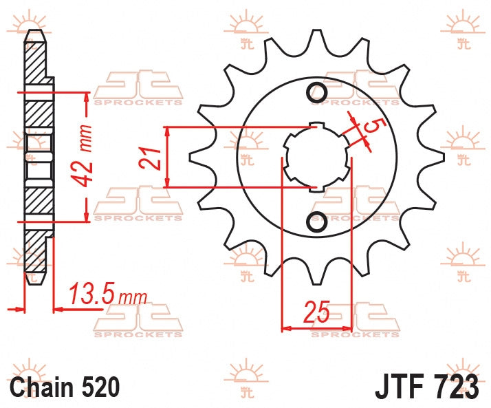 JT SPROCKETS FRONT STEEL 14T, 520 2