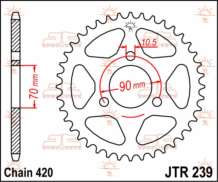 JT SPROCKETS REAR STEEL 43T, 420 2