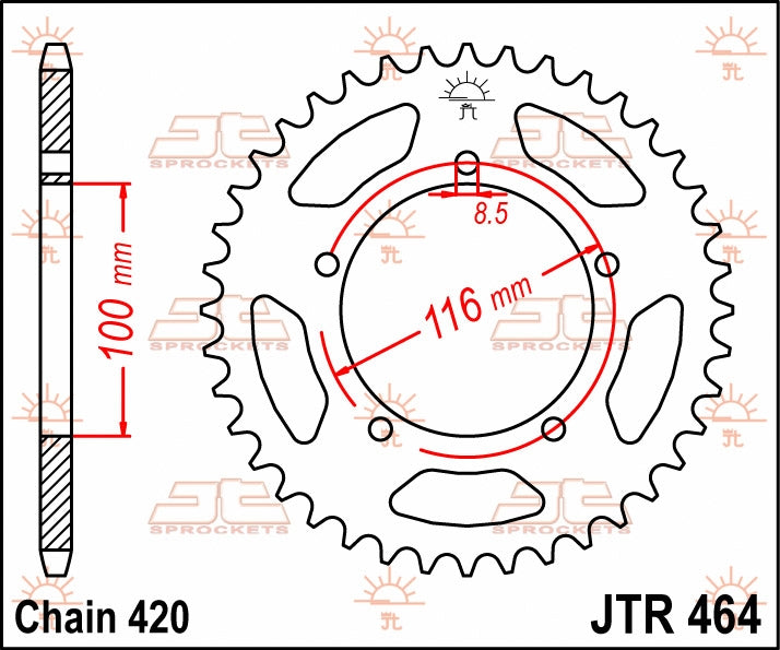 JT SPROCKETS REAR STEEL 44T, 420 2