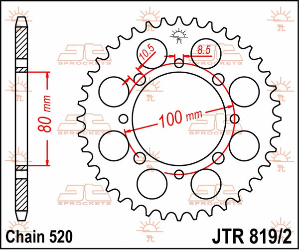 JT SPROCKETS REAR STEEL 41T, 520 1