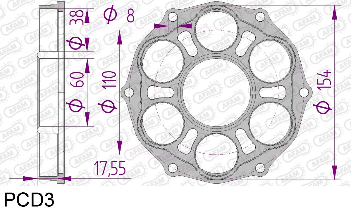 AFAM SPROCKET CARRIER, PCD3 1